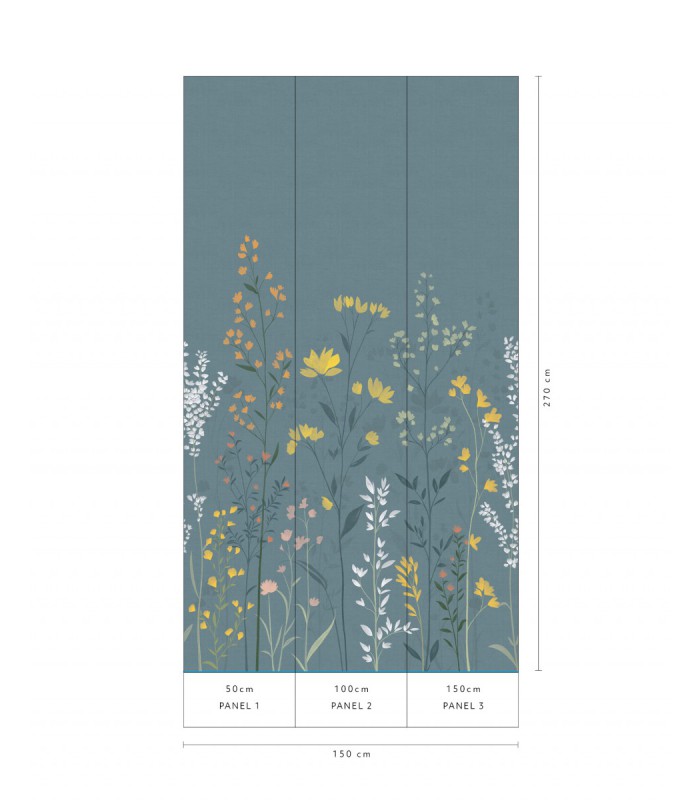 Papier peint Erismann - La Terrasse floral - Bleu gris - 220550101