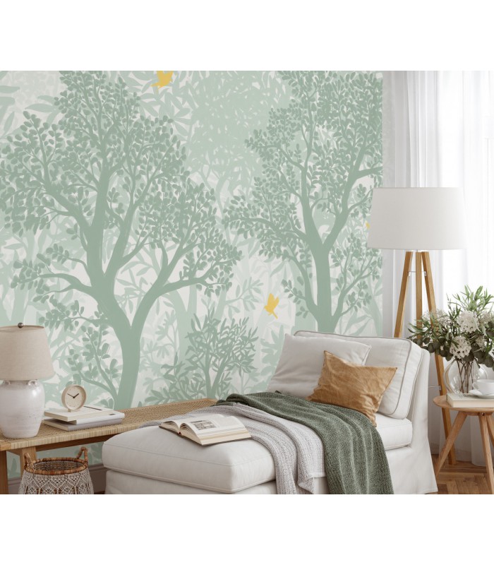 Papier peint Erismann - La Terrasse végétal - Décor végétal vert sauge - 220520101