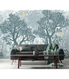 Papier peint Erismann - La Terrasse végétal - Décor végétal bleu gris -  220500101