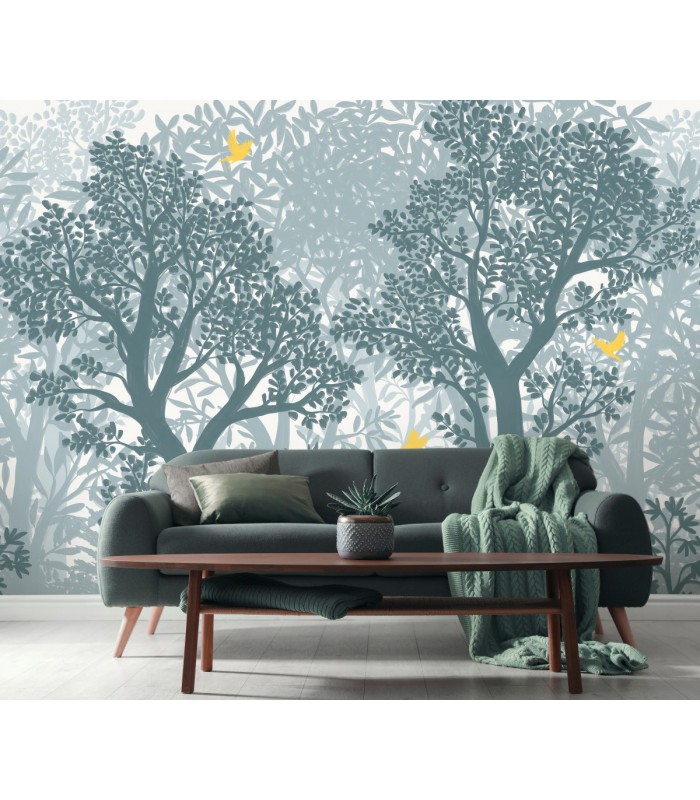Papier peint Erismann - La Terrasse végétal - Décor végétal bleu gris -  220500101