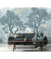 Papier peint Erismann - La Terrasse végétal - Décor végétal bleu gris -  220500101