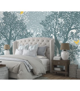 Papier peint Erismann - La Terrasse végétal - Décor végétal bleu gris -  220500101