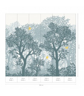 Papier peint Erismann - La Terrasse végétal - Décor végétal bleu gris -  220500101