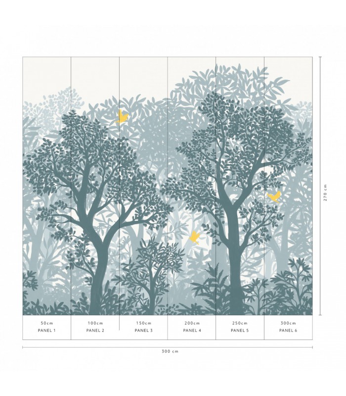 Papier peint Erismann - La Terrasse végétal - Décor végétal bleu gris -  220500101