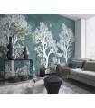 Papier peint Erismann - La Terrasse végétal - Décor végétal bleu vert - 220510101