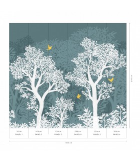 Papier peint Erismann - La Terrasse végétal - Décor végétal bleu vert - 220510101