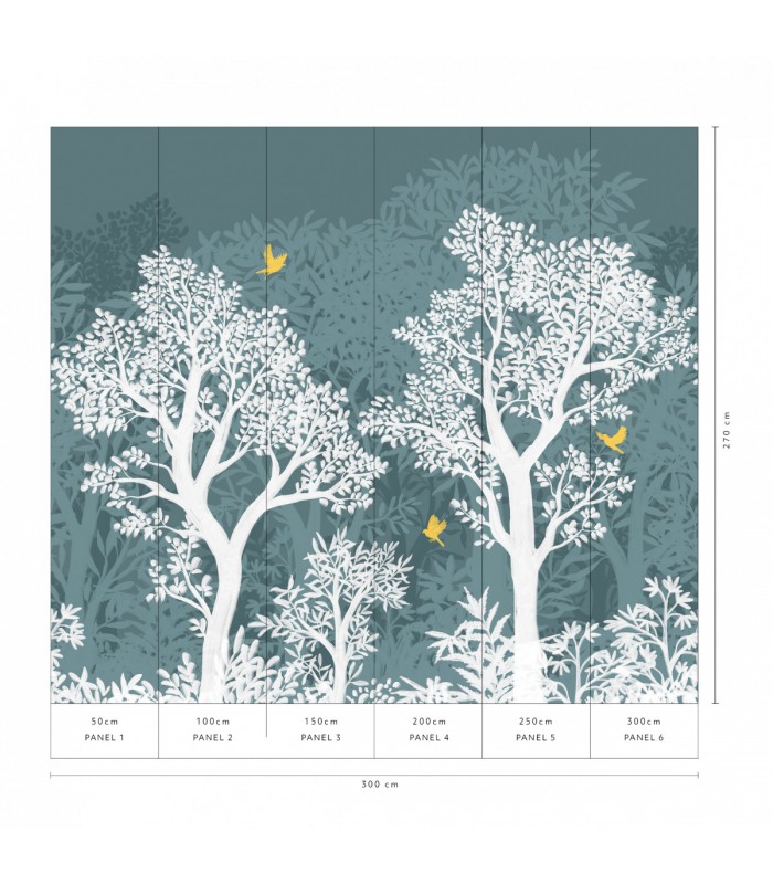 Papier peint Erismann - La Terrasse végétal - Décor végétal bleu vert - 220510101