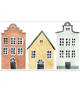 Panoramique LITTLE HOUSES SPRAY UP MULTICOULEURS - Collection ONCE UPON A TIME 2 - CASADECO - Réf. OUTD200908720