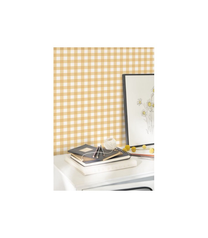 Papier Peint VICHY CAMEL - Collection ONCE UPON A TIME 2 - CASADECO - Réf. OUTD89261327