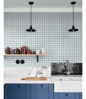 Papier Peint VICHY BLEU ORAGE - Collection ONCE UPON A TIME 2 - CASADECO - Réf. OUTD89266306