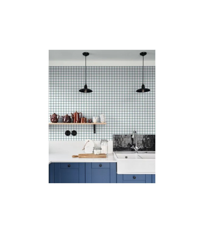 Papier Peint VICHY BLEU ORAGE - Collection ONCE UPON A TIME 2 - CASADECO - Réf. OUTD89266306