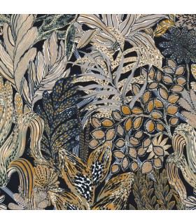 Papier Peint BORROMEE MARINE/OCRE - NATURE PRECIEUSE - CASAMANCE - REF.A74320324