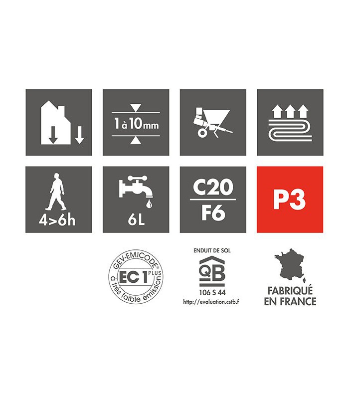 Enduit de ragréage de sol autolissant Roxol trafic 3