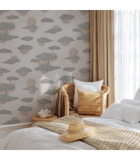 Papier peint SOLI E NUVOLE - Collection FORNASETTI SENZA TEMPO 2 - COLE&SON - REF 123/2009