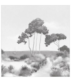 Papier-peint panoramique Caselio - Seaside Noir et Blanc - 300 x 280 cm - 10727
