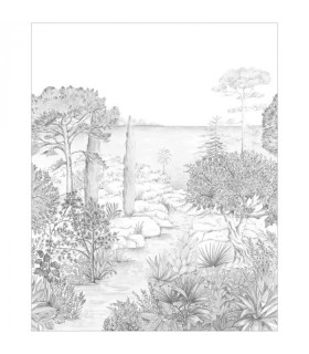 Papier-peint panoramique Casadeco - Southern Painting Noir et Blanc - 200 x 280 cm - 10471