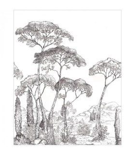 Casadeco Panoramique Forest of Pinea blanc 200x310 10729 PANW6