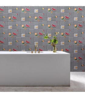 Papier peint FRUTTA E GEOMETRICO - Collection FORNASETTI SENZA TEMPO 2 - COLE&SON - REF 123/6027
