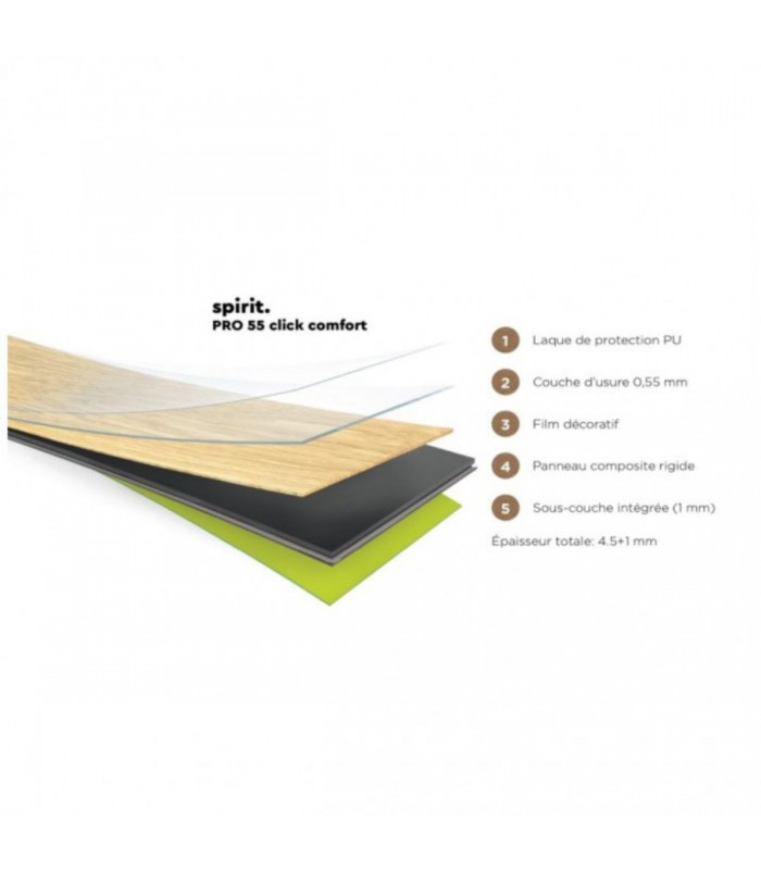 Lames Vinyles Spirit Pro Click Comfort 55 - Country Caramel - réf. 60001436 - 1511 x 228 x 5,5 mm