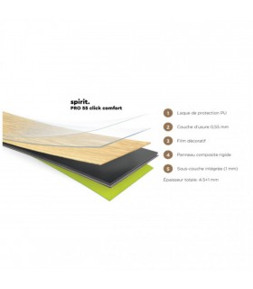 Dalles Vinyles Spirit Pro Click Comfort 55 - Cement Grey - réf. 60001481 – 914 x 610 x 5,5 mm