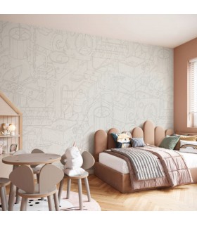 PANORAMIQUE KOMAR DOODLE FACTORY L 200 X H 250 CM, 4 LES