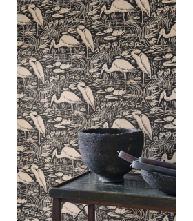 Papier peint EUPHRATE NOIR REGLISSE - Collection Babylone - CASADECO - Ref. BBLN89739270