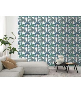 Papier peint BABEL BLEU MEDITERRANEE - Collection Babylone - CASADECO - Ref. BBLN89716801