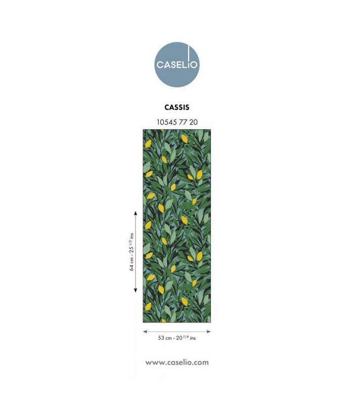 Papier Peint CASSIS VERT FEUILLE JAUNE - Collection AZUR - CASELIO - Réf. AZU105457720