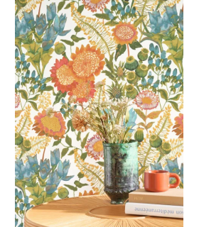 Papier peint SAINT-PAUL DE VENCE VERT FORET - FUSCHIA - Collection Échappée Belle - CASADECO - Réf.ECHA89816472