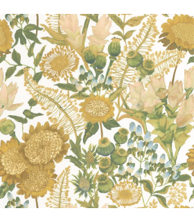 Papier peint SAINT-PAUL DE VENCE VERT ANIS - JAUNE SOLEIL - Collection Échappée Belle - CASADECO - Réf.ECHA89817323
