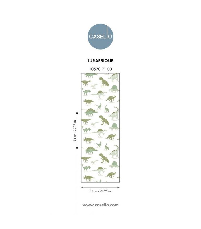 Papier Peint JURASSIQUE VERT KAKI - Collection LES MINIS MONDES - CASELIO - Réf. MNM105707100