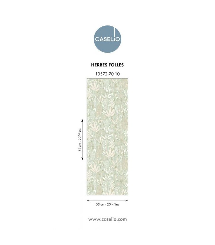 Papier Peint HERBES FOLLES VERT AMANDE - Collection LES MINIS MONDES - CASELIO - Réf. MNM105727010