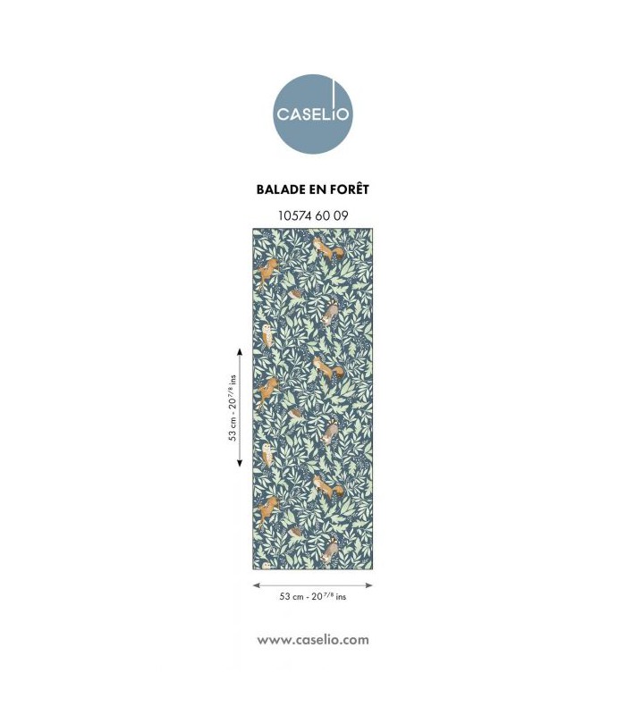 Papier Peint BALADE EN FORET BLEU - Collection LES MINIS MONDES - CASELIO - Réf. MNM105746009