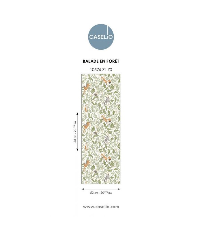 Papier Peint BALADE EN FORET VERT KAKI - Collection LES MINIS MONDES - CASELIO - Réf. MNM105747170