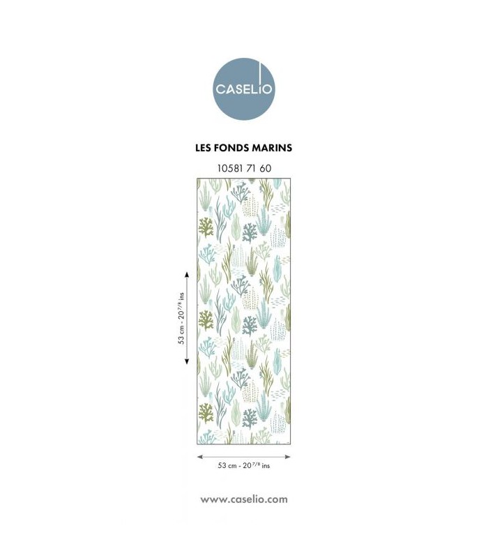 Papier Peint LES FONDS MARINS VERT BLEU - Collection LES MINIS MONDES - CASELIO - Réf. MNM105817160