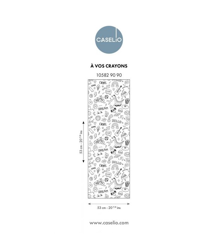 Papier Peint A VOS CRAYONS NOIR - Collection LES MINIS MONDES - CASELIO - Réf. MNM105829090
