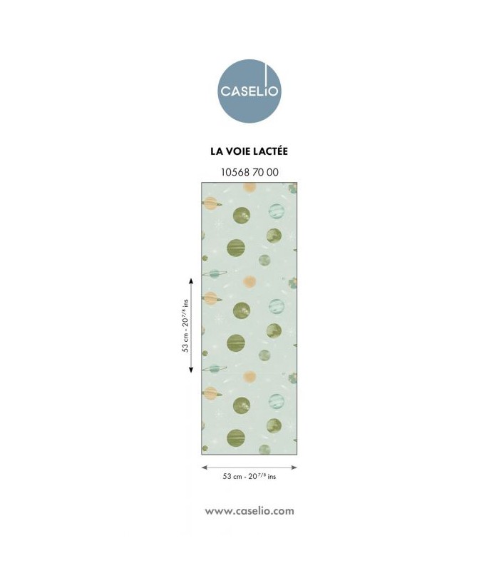 Papier Peint LA VOIE LACTEE VERT D'EAU - Collection LES MINIS MONDES - CASELIO - Réf. MNM105687000