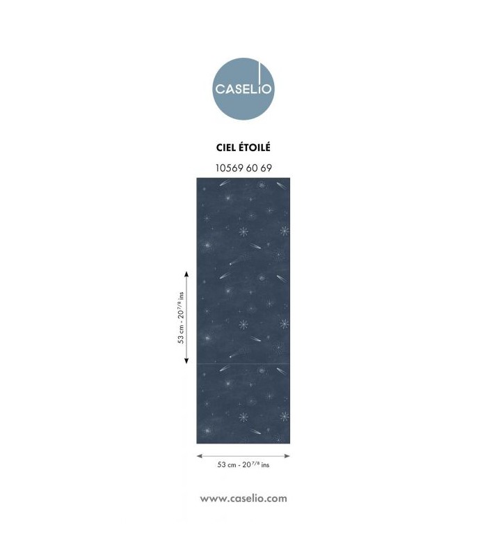 Papier Peint CIEL ETOILE BLEU NUIT PHOSPHORESECENT - Collection LES MINIS MONDES - CASELIO - Réf. MNM105696069