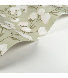 Papier Peint COTTON FLOWER VERT MOUSSE - Collection SOLIFLORE - CASADECO - Réf. SOLI200297202
