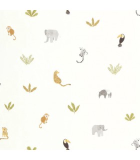 Papier Peint COMPANIONS OF THE JUNGLE VERT FEUILLE - Collection ONCE UPON A TIME 2 - CASADECO - Réf. OUTD200777474