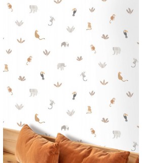 Papier Peint COMPANIONS OF THE JUNGLE NATUREL - Collection ONCE UPON A TIME 2 - CASADECO - Réf. OUTD200771414