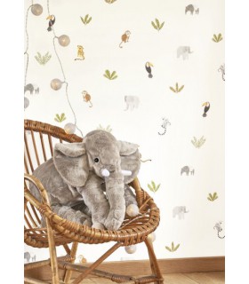 Papier Peint COMPANIONS OF THE JUNGLE VERT FEUILLE - Collection ONCE UPON A TIME 2 - CASADECO - Réf. OUTD200777474