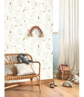 Papier Peint TROPICAL BIRDS VERT AMANDE - Collection ONCE UPON A TIME 2 - CASADECO - Réf. OUTD200787117