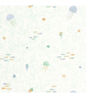 Papier Peint COMPANIONS OF THE SEA VERT AQUA - Collection ONCE UPON A TIME 2 - CASADECO - Réf. OUTD200816767