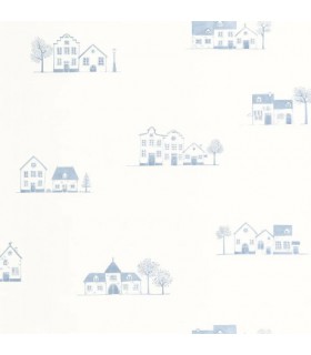 Papier Peint WALK IN THE VILLAGE BLEU DOUX - Collection ONCE UPON A TIME 2 - CASADECO - Réf. OUTD200846611