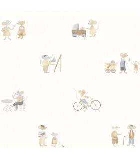 Papier Peint NEIGHBORS OF THE VILLAGE NATUREL - Collection ONCE UPON A TIME 2 - CASADECO - Réf. OUTD200871919