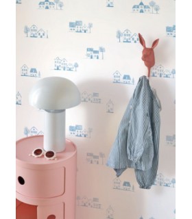 Papier Peint WALK IN THE VILLAGE BLEU DOUX - Collection ONCE UPON A TIME 2 - CASADECO - Réf. OUTD200846611