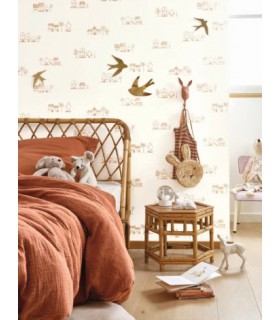 Papier Peint WALK IN THE VILLAGE BRIQUE - Collection ONCE UPON A TIME 2 - CASADECO - Réf. OUTD200848303