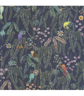 Papier Peint TROPICAL FOREST MULTICO FOND ENCRE - Collection ONCE UPON A TIME 2 - CASADECO - Réf. OUTD200756909