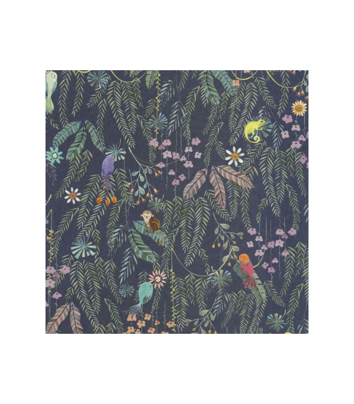 Papier Peint TROPICAL FOREST MULTICO FOND ENCRE - Collection ONCE UPON A TIME 2 - CASADECO - Réf. OUTD200756909
